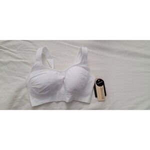 Truekind Womens Sz L Daily Comfort Wireless Shaper Bra w/ Extender White 10022